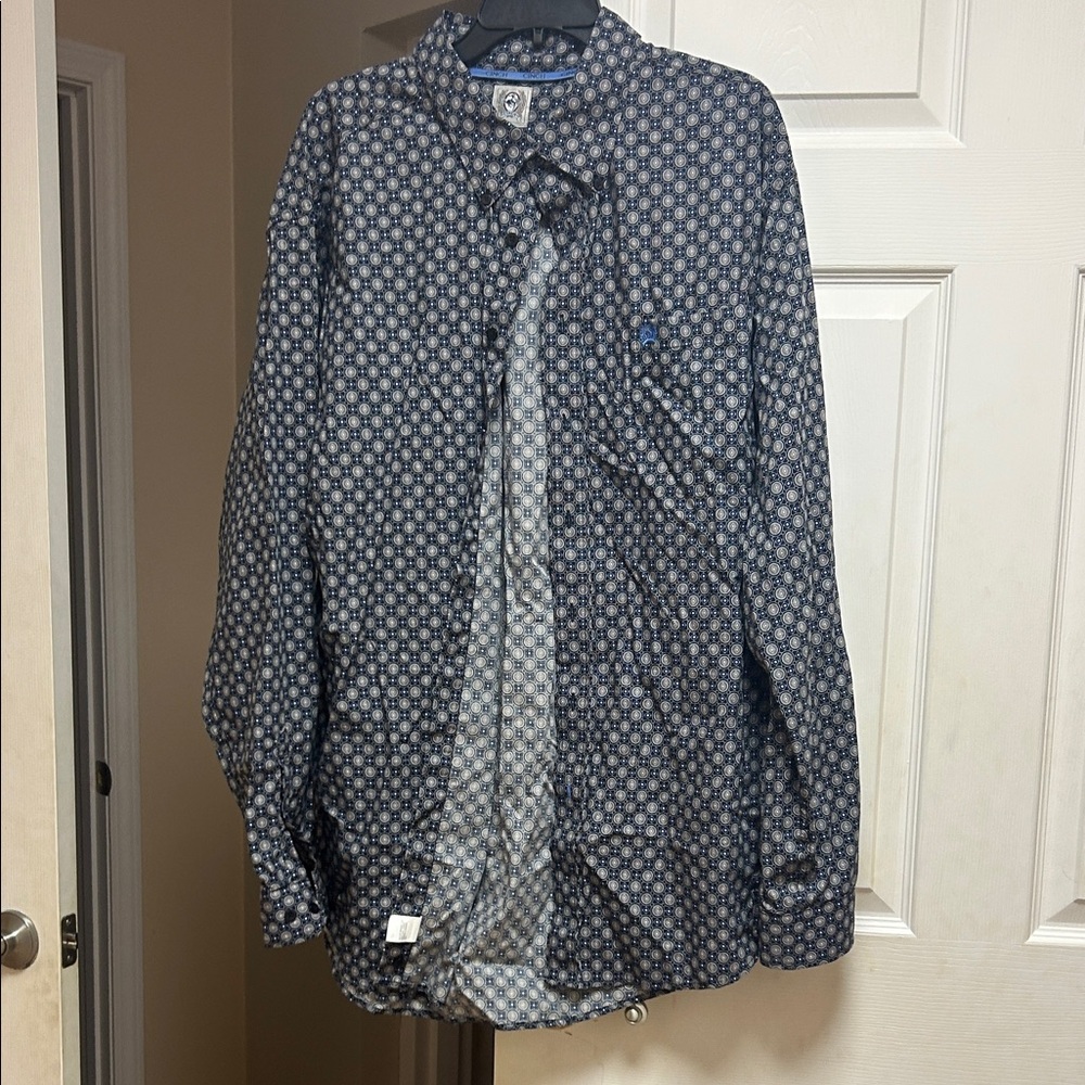Cinch Navy Geometric Print Shirt